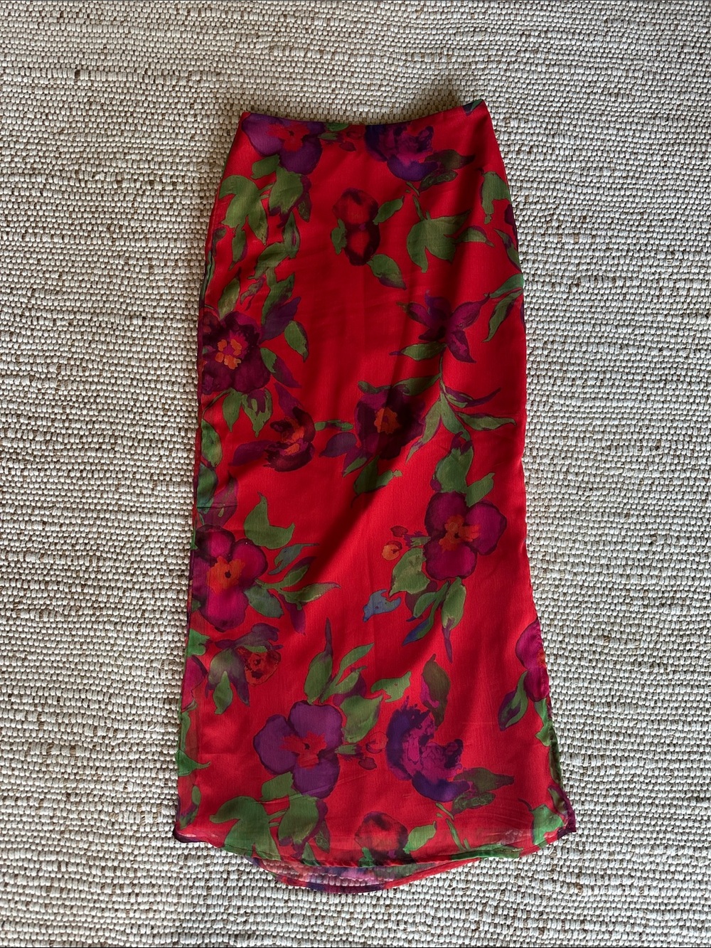 Nasty Gal Red Floral Midi Skirt - Women